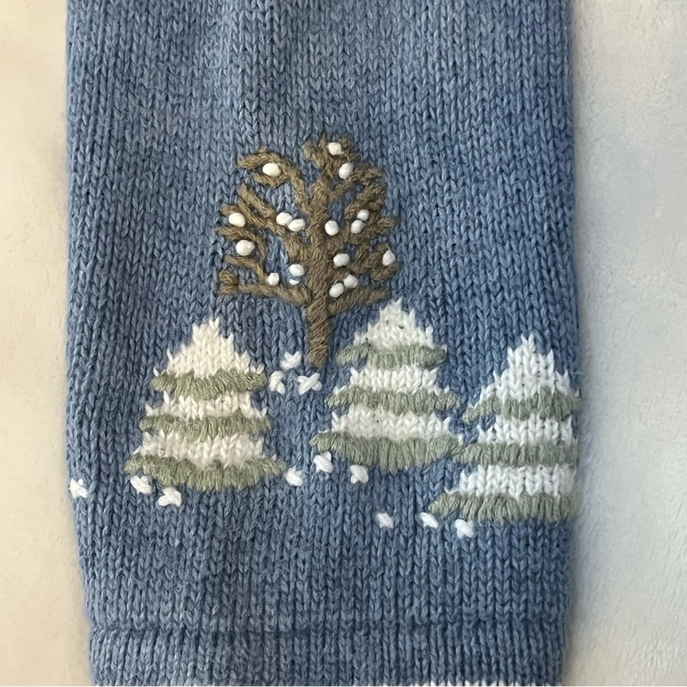 Christopher & Banks Blue Knit Vintage Ugly Christmas Sweater Grandma Embroidered - Picture 4 of 8